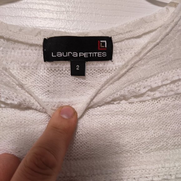 Laura Petite white mini dress with contrast striping - Picture 3 of 5